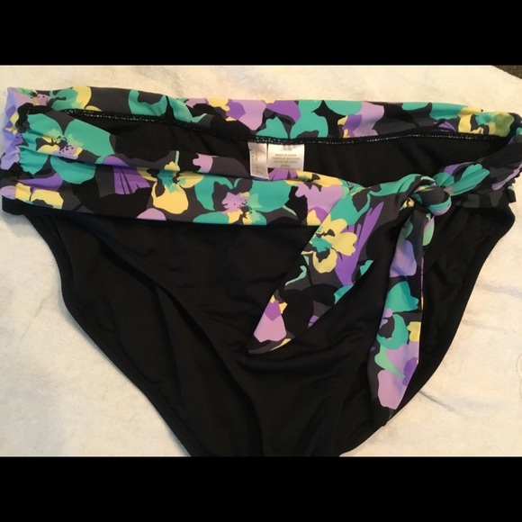 Anne Klein Bikini, Large. Black w/purple green etc - Picture 4 of 4
